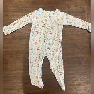 Magnificent Baby Navy Blue Baby & Green Striped Fleece Footie | Size: 6M